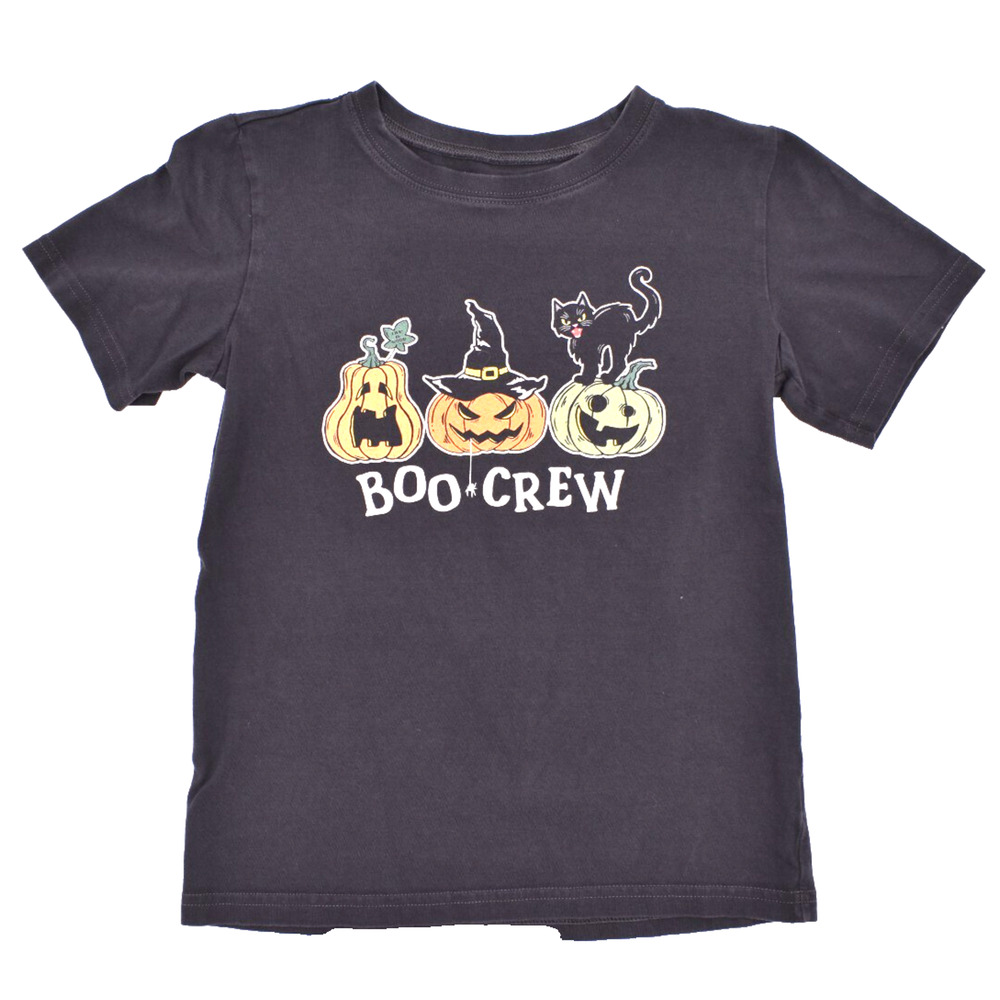 LIFE IS GOOD Halloween Boo Crew Short Sleeve Black Tee Shirt - Kids Youth Large